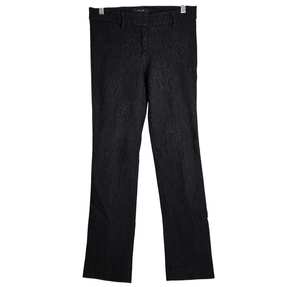 S&D Black Paisley Pattern Straight Leg Pants Women's Size‎ 4